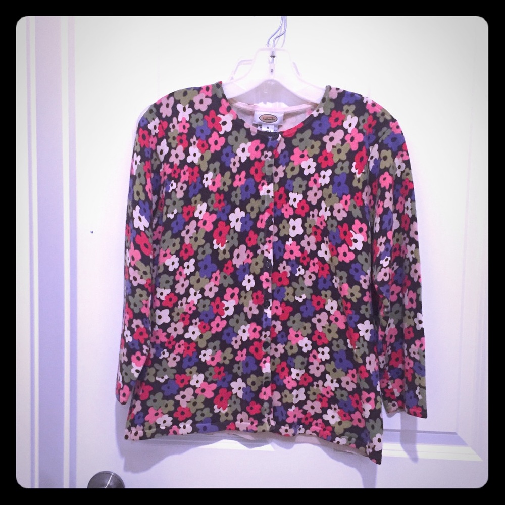 Talbots Flower Cardigan SZ M